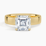Peyton Solitaire Engagement Ring with a Asscher cut diamond in yellow gold — top view