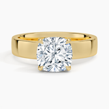Peyton Solitaire Engagement Ring with a Cushion cut diamond in yellow gold — top view