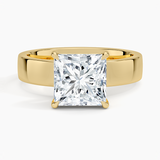 Peyton Solitaire Engagement Ring with a Princess cut diamond in yellow gold — top view