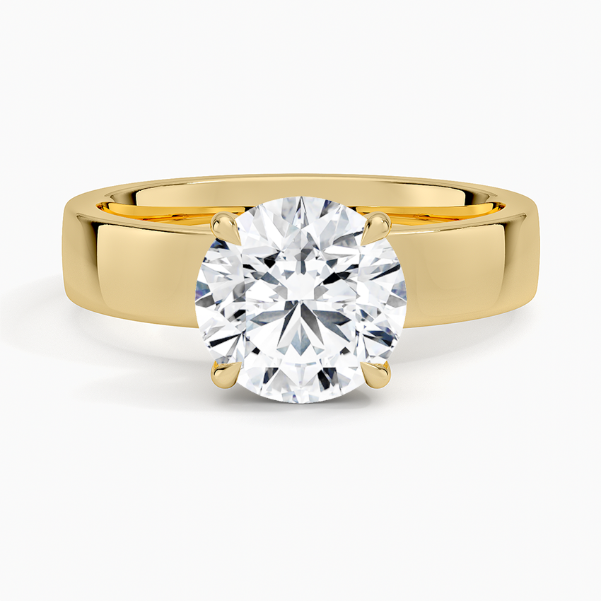 Peyton Solitaire Engagement Ring with a Round cut diamond in yellow gold — top view
