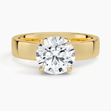 Peyton Solitaire Engagement Ring with a Round cut diamond in yellow gold — top view