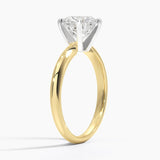 Classic Six-Prong Solitaire Engagement Ring with a Round cut diamond in yellow gold — side view
