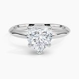 Classic Six-Prong Solitaire Engagement Ring with a Heart cut diamond in white gold — top view