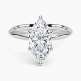 Classic Six-Prong Solitaire Engagement Ring with a Marquise cut diamond in white gold — top view