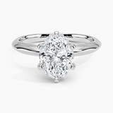 Classic Six-Prong Solitaire Engagement Ring with a Oval cut diamond in white gold — top view