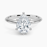 Classic Six-Prong Solitaire Engagement Ring with a Pear cut diamond in white gold — top view