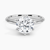 Classic Six-Prong Solitaire Engagement Ring with a Round cut diamond in white gold — top view