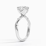 Rose Thorn Solitaire Engagement Ring with a Round cut diamond in white gold — side view