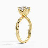Rose Thorn Solitaire Engagement Ring with a Round cut diamond in yellow gold — side view