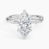 Rose Thorn Solitaire Engagement Ring with a Marquise cut diamond in white gold — top view