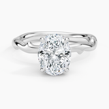 Rose Thorn Solitaire Engagement Ring with a Oval cut diamond in white gold — top view