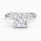 Rose Thorn Solitaire Engagement Ring with a Princess cut diamond in white gold — top view