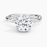 Rose Thorn Solitaire Engagement Ring with a Round cut diamond in white gold — top view