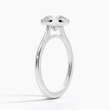 Petite Luna 1.5mm Bezel Engagement Ring with a Round cut diamond in white gold — side view