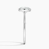 Petite Luna 1.5mm Bezel Engagement Ring with a Round cut diamond in white gold — profile view