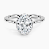 Petite Luna 1.5mm Bezel Engagement Ring with a Oval cut diamond in white gold — top view