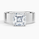Peyton 6mm Solitaire Engagement Ring with a Asscher cut diamond in white gold — top view