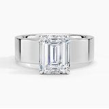 Peyton 6mm Solitaire Engagement Ring with a Emerald cut diamond in white gold — top view