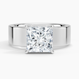 Peyton 6mm Solitaire Engagement Ring with a Princess cut diamond in white gold — top view