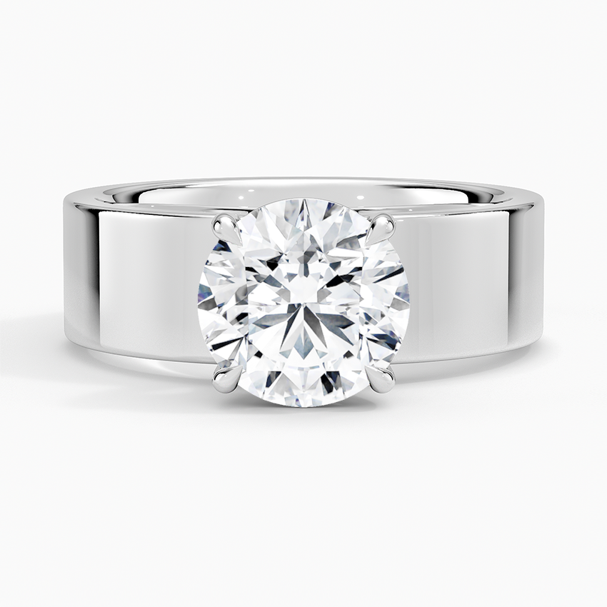 Peyton 6mm Solitaire Engagement Ring with a Round cut diamond in white gold — top view