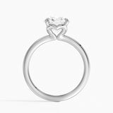 Hidden Heart Solitaire Engagement Ring with a Round cut diamond in white gold — profile view