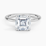 Hidden Heart Solitaire Engagement Ring with a Asscher cut diamond in white gold — top view