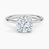 Hidden Heart Solitaire Engagement Ring with a Cushion cut diamond in white gold — top view