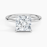 Hidden Heart Solitaire Engagement Ring with a Princess cut diamond in white gold — top view
