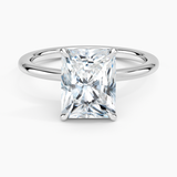 Hidden Heart Solitaire Engagement Ring with a Radiant cut diamond in white gold — top view