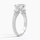 Hudson Three Stone Diamond Engagement Ring with a Round cut diamond in white gold — side view