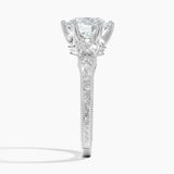 Hudson Three Stone Diamond Engagement Ring with a Round cut diamond in white gold — profile view