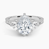Hudson Three Stone Diamond Engagement Ring with a Pear cut diamond in white gold — top view