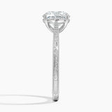Elsie Engraved Engagement Ring with a Round cut diamond in white gold — profile view