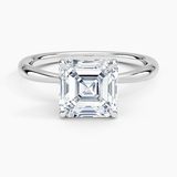 Freesia 2mm Solitaire Engagement Ring with a Asscher cut diamond in white gold — top view