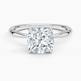 Freesia 2mm Solitaire Engagement Ring with a Cushion cut diamond in white gold — top view
