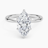 Freesia 2mm Solitaire Engagement Ring with a Marquise cut diamond in white gold — top view