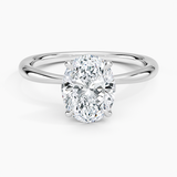 Freesia 2mm Solitaire Engagement Ring with a Oval cut diamond in white gold — top view