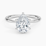 Freesia 2mm Solitaire Engagement Ring with a Pear cut diamond in white gold — top view