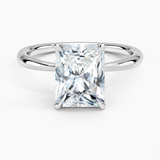 Freesia 2mm Solitaire Engagement Ring with a Radiant cut diamond in white gold — top view