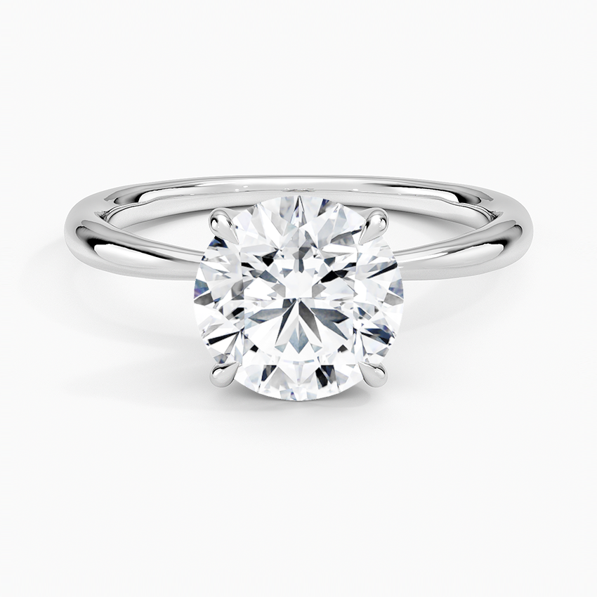 Freesia 2mm Solitaire Engagement Ring with a Round cut diamond in white gold — top view