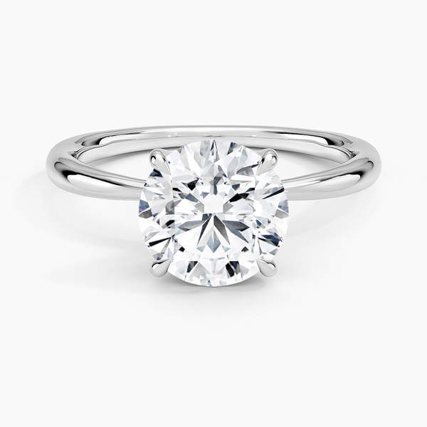 Freesia 2mm Solitaire Engagement Ring with a Round cut diamond in white gold — top view