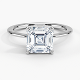 Aimee Solitaire Engagement Ring with a Asscher cut diamond in white gold — top view
