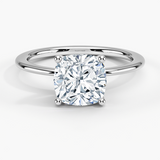 Aimee Solitaire Engagement Ring with a Cushion cut diamond in white gold — top view