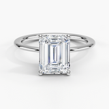 Aimee Solitaire Engagement Ring with a Emerald cut diamond in white gold — top view