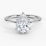 Aimee Solitaire Engagement Ring with a Pear cut diamond in white gold — top view