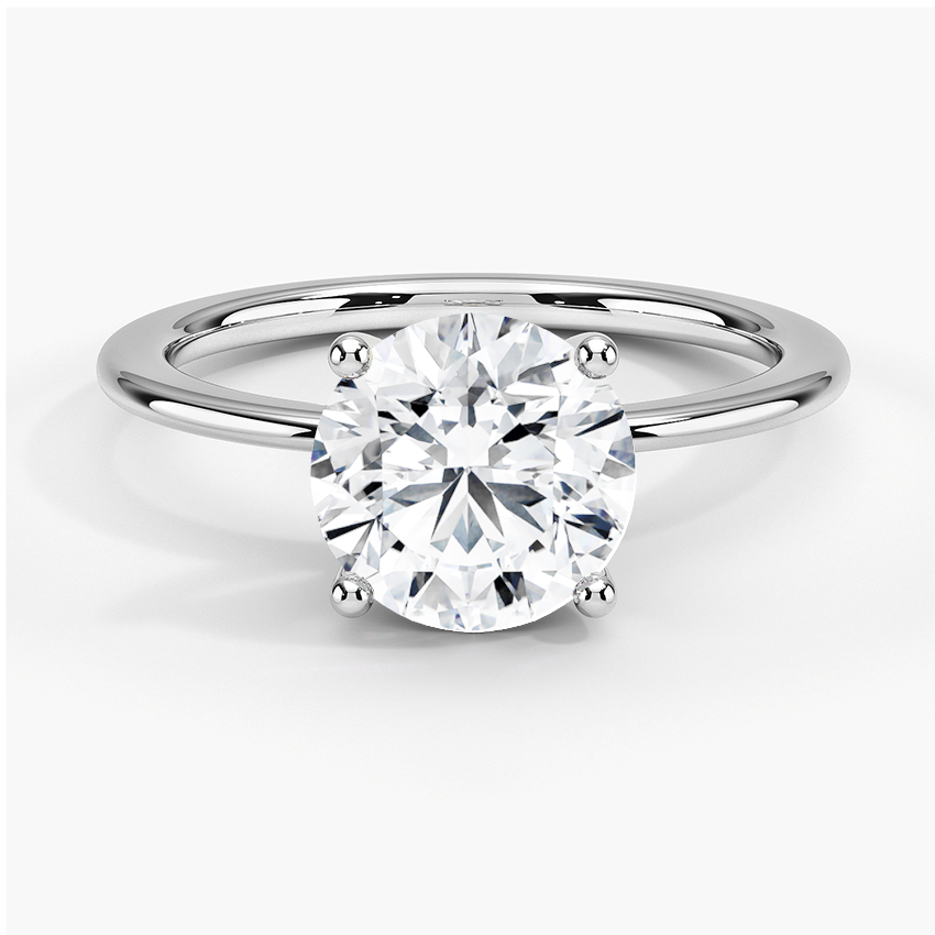 Aimee Solitaire Engagement Ring with a Round cut diamond in white gold — top view