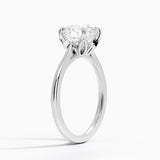 Petal Solitaire Engagement Ring with a Round cut diamond in white gold — side view