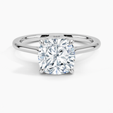 Petal Solitaire Engagement Ring with a Cushion cut diamond in white gold — top view