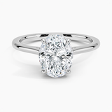 Petal Solitaire Engagement Ring with a Oval cut diamond in white gold — top view