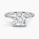 Petal Solitaire Engagement Ring with a Princess cut diamond in white gold — top view